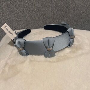 Francesca's Collections Satin Blue Bow Headband